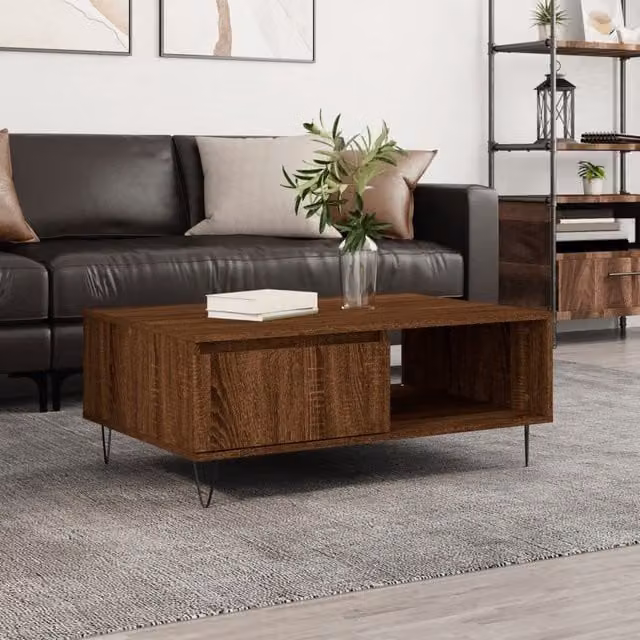 Berkfield Home Brown Oak Coffee Table, W: 90 cm, D: 60 cm, H: 35 cm