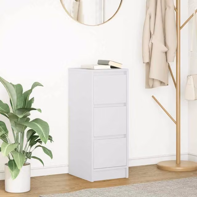 Berkfield Home White Minimalist Sideboard, W/D/H: 29.5 x 34 x 76 cm