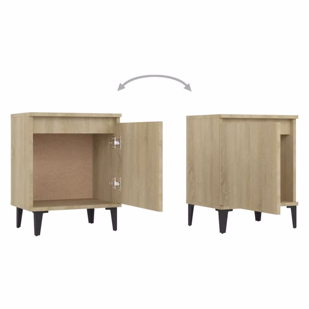 Berkfield Home Bed Cabinet in Sonoma Oak and Light Brown with Metal Legs, W/D/H: 40 x 30 x 50 cm – 3