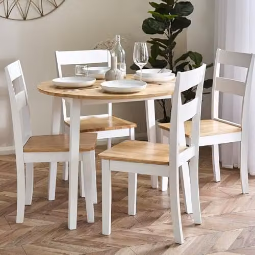 Julian Bowen Set of 2 Linwood Oak Dining Chairs in White Fabric – 3