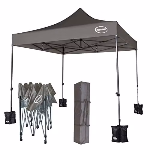 MCC Direct Maximus Heavy Duty Pop Up Gazebo Commercial Market Stall with 4 Weight Bags, Grey, W: 300 cm, D: 300 cm, H: 280 cm – 1