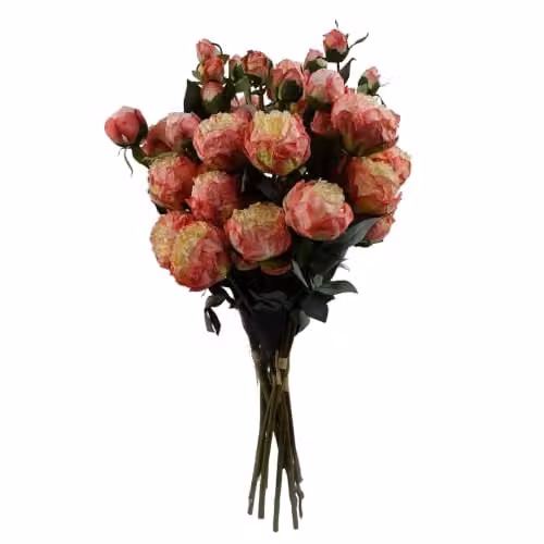 Leaf Design Pink Peony Artificial Textile Flowers – 1