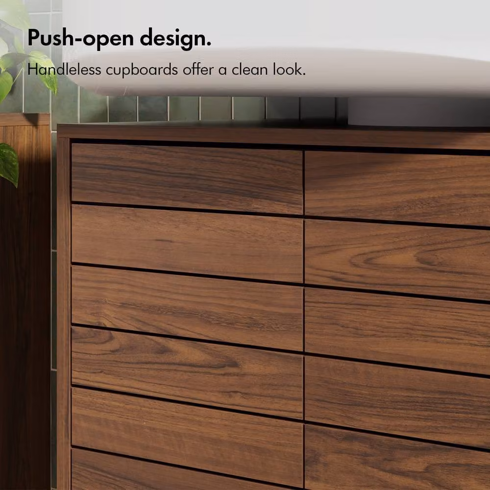 VonHaus Chester Freestanding Wood Effect Under Sink Bathroom Cabinet in Dark Brown, W/D/H: 60 x 30 x 60 cm – 2