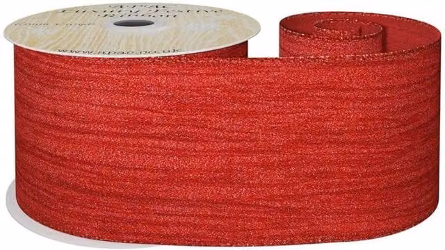 KDMD Red Metallic Crinkle Ribbon, Width: 6.3 cm, Length: 9.14 m