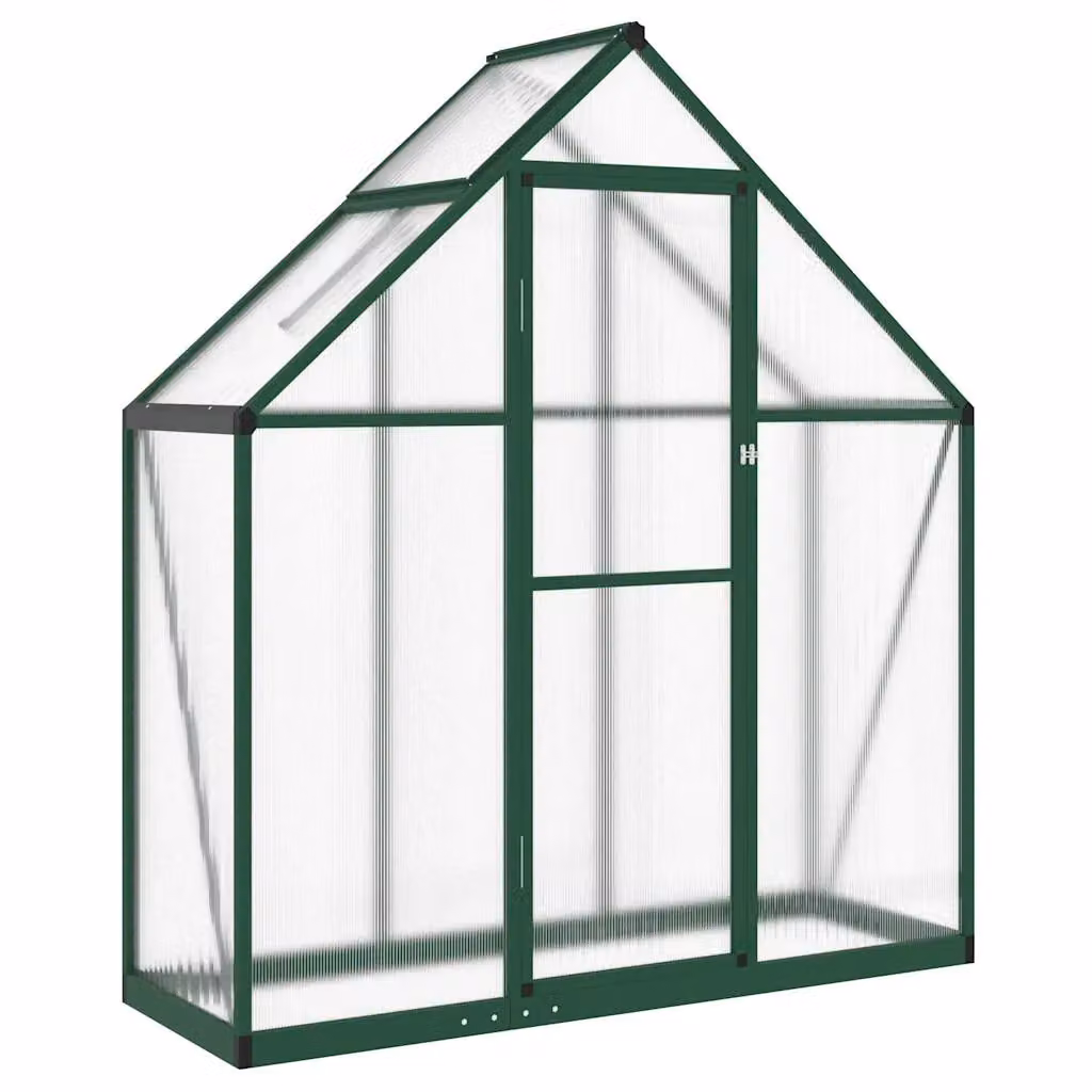 Berkfield Home Greenhouse with Aluminium Base Frame and Polycarbonate Panels, Green, W/D/H: 169 x 58 x 195 cm – 2