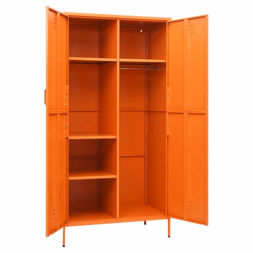 Berkfield Home Orange Steel Wardrobe with Internal Shelves and Hanging Rod, W/D/H: 90 x 50 x 180 cm – 3