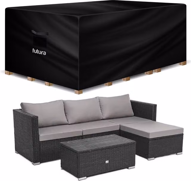 Futura Premium Waterproof Garden Furniture Cover, Black Rectangular Outdoor Patio Sofa Guard, W/D/H: 213 x 132 x 72 cm – 1