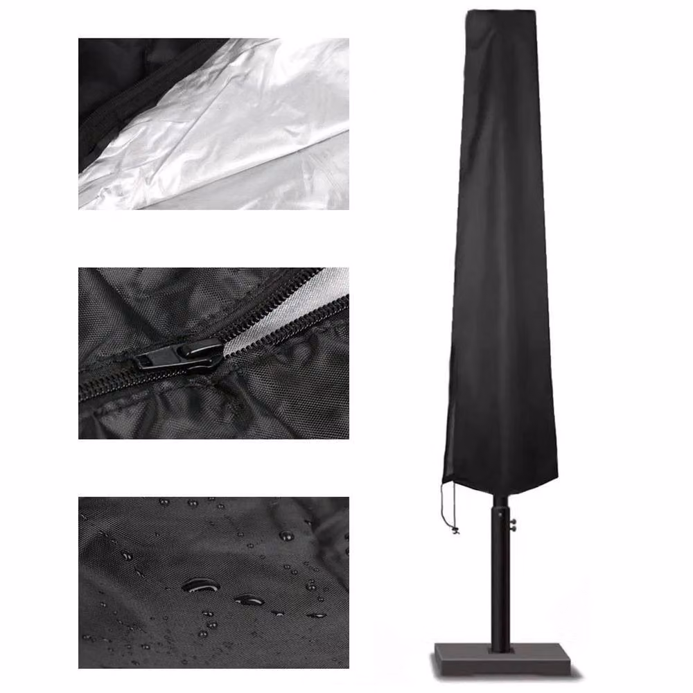 PAWNORA Large Heavy Duty Black Polyester Garden Parasol Cover – 2
