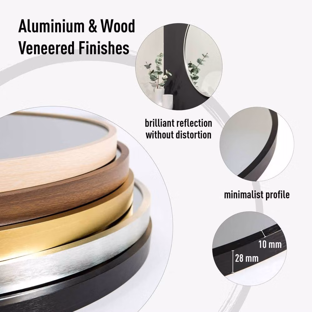 Nielsen Design Jaron Round Aluminium Wall Mirror in Gold, Diameter: 80 cm – 3