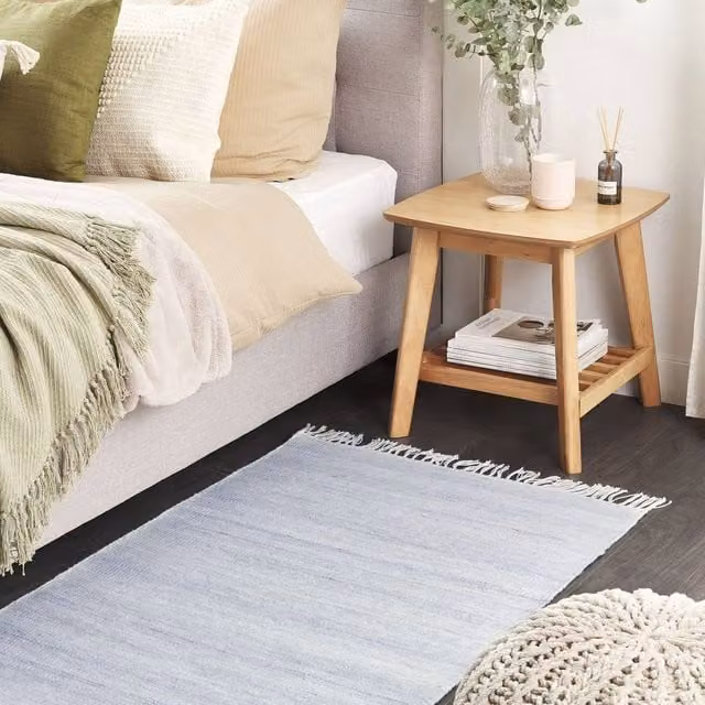 Wyld and Coco Blue PET Indoor-Outdoor Fringe Rug, W: 80 cm, L: 150 cm – 1