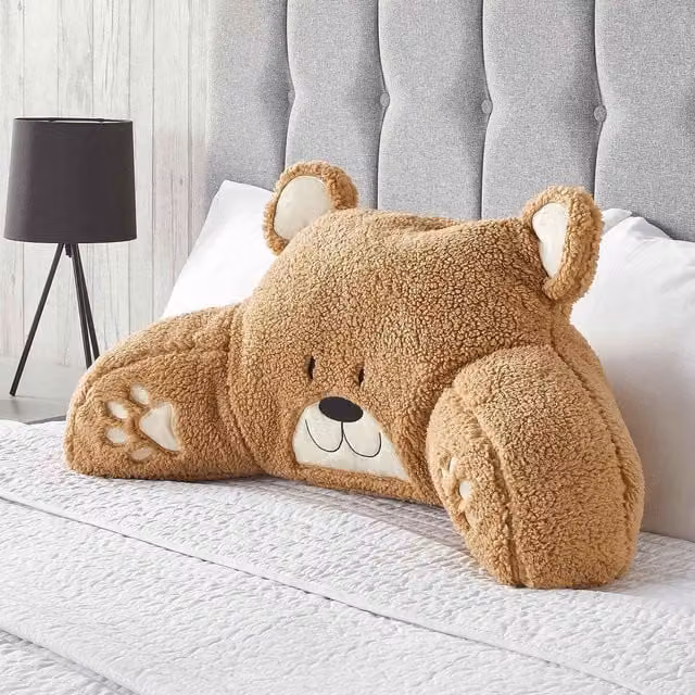 OHS Teddy Bear Lumbar Pillow Support Cushion, Brown, Hollow Fibre, Rectangular