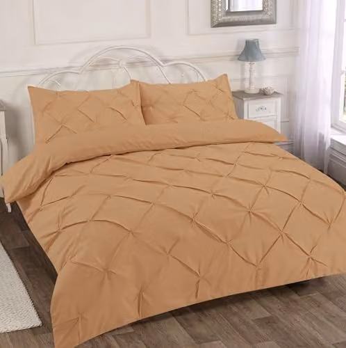 Home Sweet Home UK Pintuck Polycotton Duvet Cover and Pillowcase Set in Beige, W/D/H: 240 x 220 cm – 3