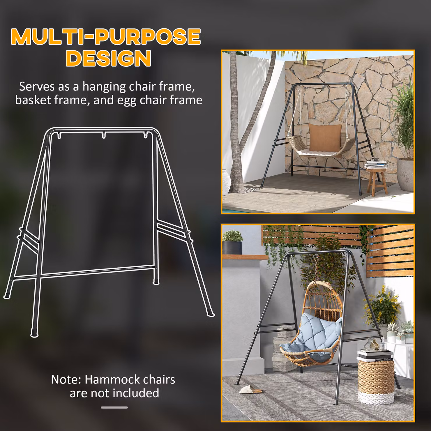 Outsunny Heavy Duty Metal Hammock Chair Stand in Black – 5