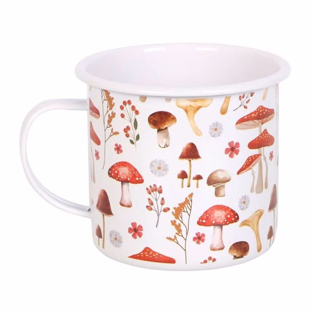 Uniqueful Mushroom Print Enamel Mug, Multicolour, 550 ml – 3