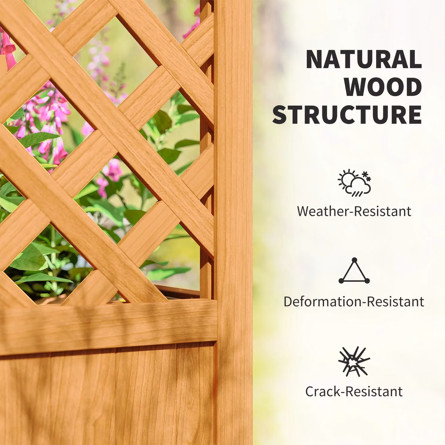 OUTSUNNY Brown Wooden Raised Garden Bed with Trellis and Fabric Liner, W/D/H: 145 x 83 x 36 cm – 5