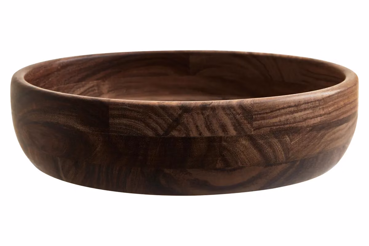 Orsina Rosi Small Round Solid Wood Salad Bowl in Brown – 4