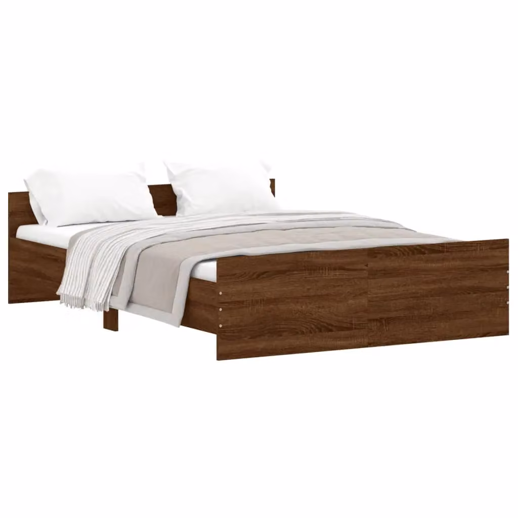 Berkfield Home Bed Frame with Headboard and Footboard, Brown Oak, W: 140 cm, L: 190 cm – 2