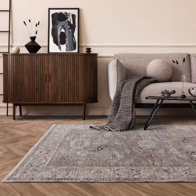 The Rug Shop UK Silver Traditional Floral Machine Woven Area Rug, W: 200 cm, L: 300 cm – 1
