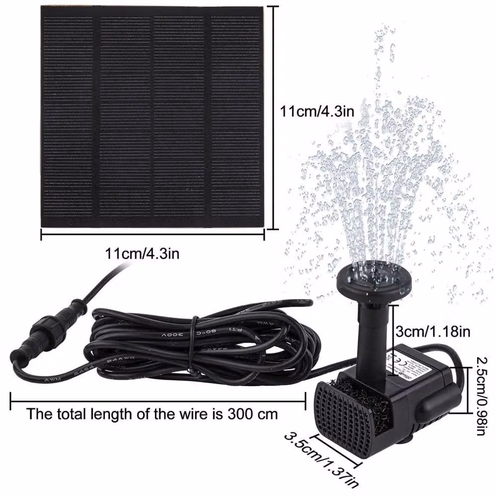 SPETLEK Solar Panel Powered Water Feature Pump in Black – 2