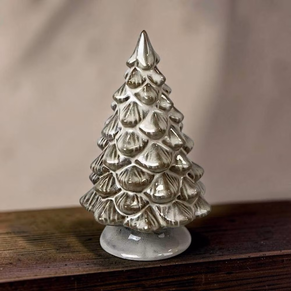 Four Candle Beige Mottle Ceramic Tabletop Christmas Tree Decoration – 2