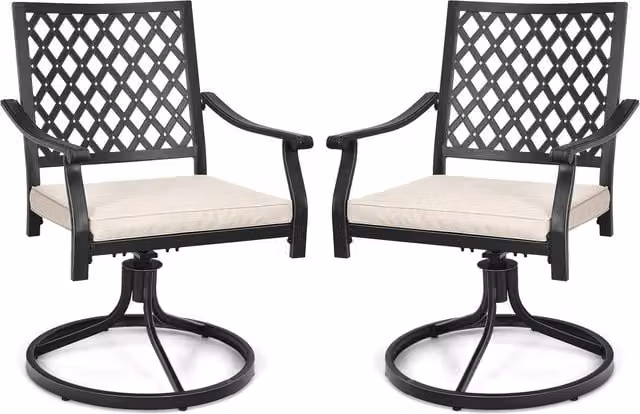 Costway 2 Piece Black Metal Patio Bistro Dining Chair Set