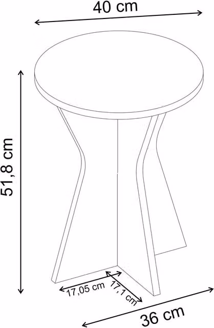Decortie Lisa Round Side Table in Brown Dark Oak Effect, W/D/H: 40 x 40 x 40 cm