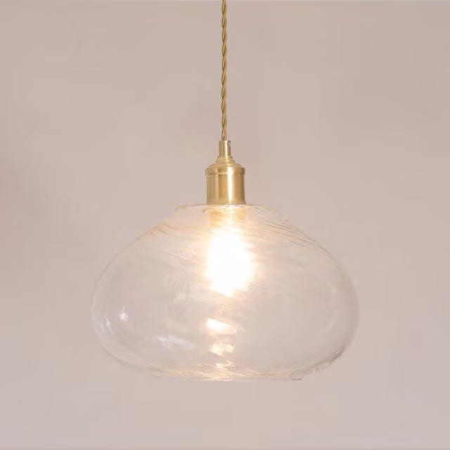 ValueLights Corinne Twill Glass Easy Fit Pendant Ceiling Light Shade and LED Bulb in White, Green and Transparent