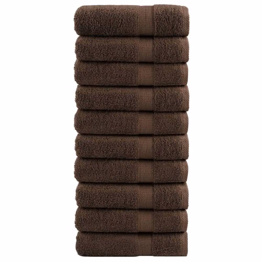 Berkfield Home SOLUND Premium Cotton Terry Shower Towels, 10 Pack, Brown, W: 70 cm, L: 140 cm, 600gsm – 2