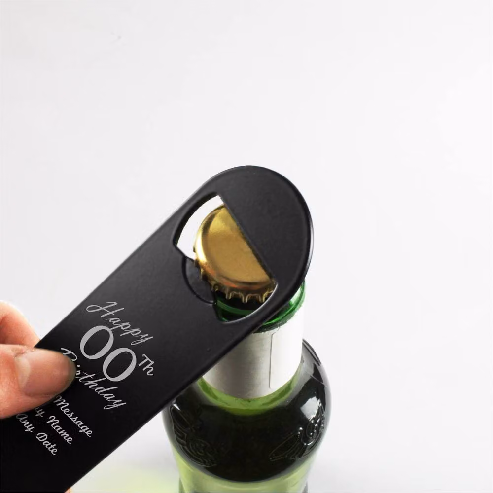 Uniqueful Personalised Black Stainless Steel Bottle Opener with Ergonomic Grip – 2
