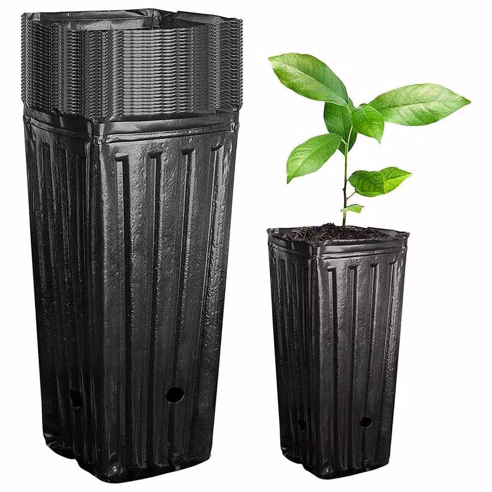 FLAVORA 20 Pack Black Plastic Deep Nursery Planter Pots for Flowers and Plants – 3