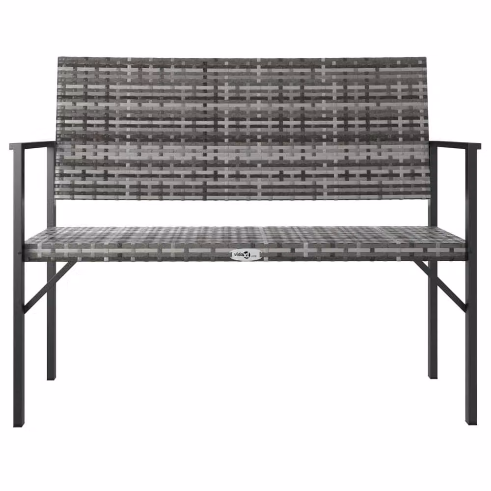 Berkfield Home 2-Seater Grey Poly Rattan Garden Bench – 3