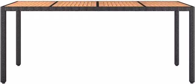 Berkfield Home Rectangular Garden Table with Black Poly Rattan and Oiled Acacia Wood Top