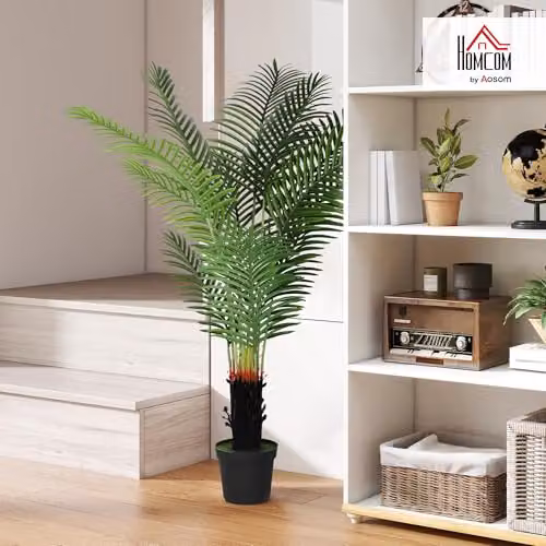 HOMCOM 150 cm Artificial Areca Palm Tree in Green with Plastic Pot – 2
