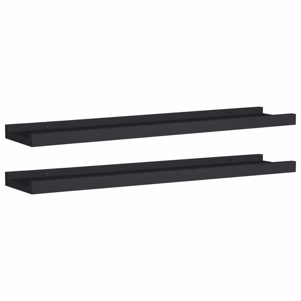 Berkfield Home Picture Frame Ledge Shelves, 2 Pack, Black, W: 60 cm, D: 9 cm, H: 3 cm – 2