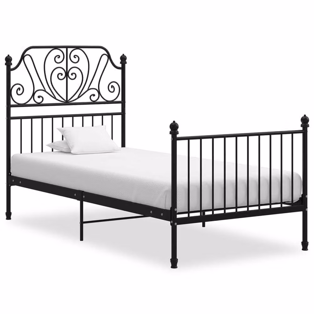 Berkfield Home Black Metal Bed Frame W/D/H: 90 x 200 x 124 cm – 2