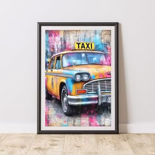 60 Second Makeover Taxi Graffiti Urban Street Art Poster, Multicolour, A3