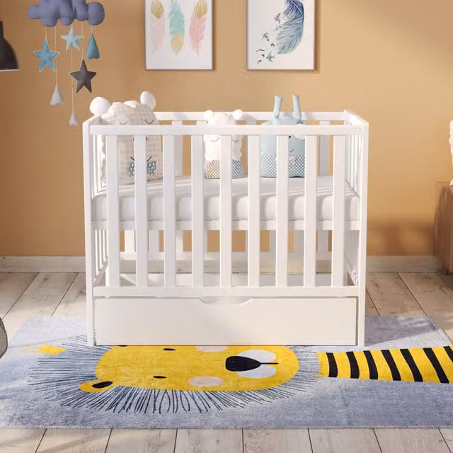 Love For Sleep Paris Space Saver Cot with Drawer and Microfibre Foam Mattress in White