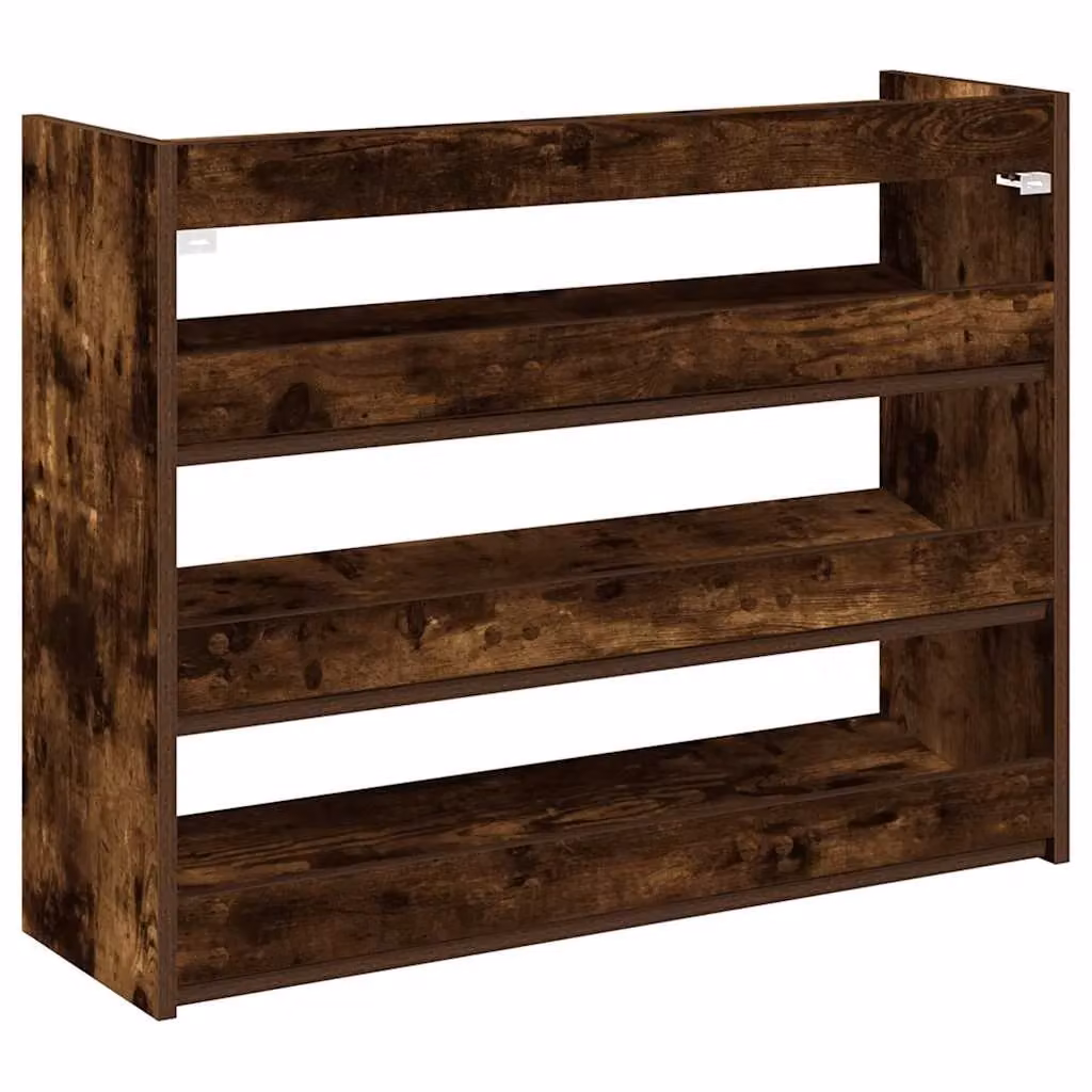 Berkfield Home Smoked Oak Shoe Rack in Brown, W/D/H: 80 x 25 x 62 cm – 5