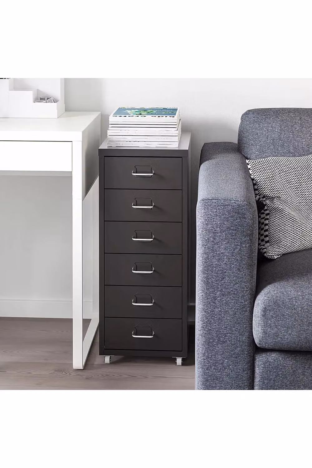 Living and Home 6 Drawer Vertical Metal File Cabinet with Wheels in Black – 2