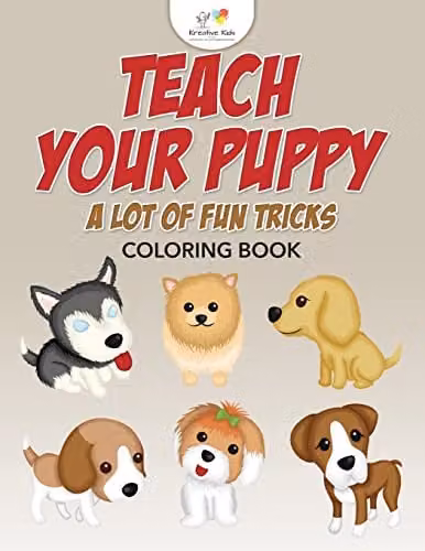 Kreative Kids Teach Your Puppy a Lot of Fun Tricks Colouring Book for Adults, Multicolour, W: 27.94 cm, H: 27.94 cm