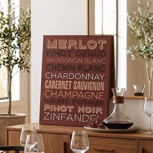 Orsina Rustic Wooden Wine List Wall Plaque in Red