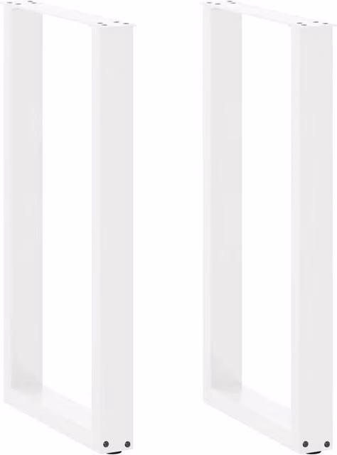 Berkfield Home U-Shaped Steel Coffee Table Legs, White, 2 Pieces, H: 50 x W: 90-91 cm