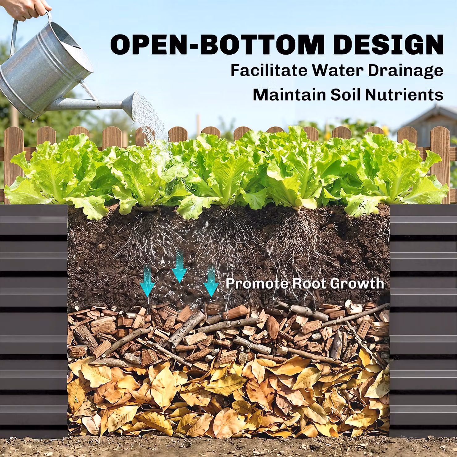 Outsunny Galvanised Steel Rectangular Raised Garden Bed in Dark Grey, W: 180 cm, D: 90 cm, H: 59 cm – 6