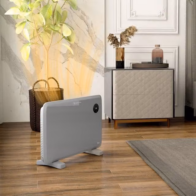 HOMCOM Electric Convector Heater with LED Display and Remote Control, Grey