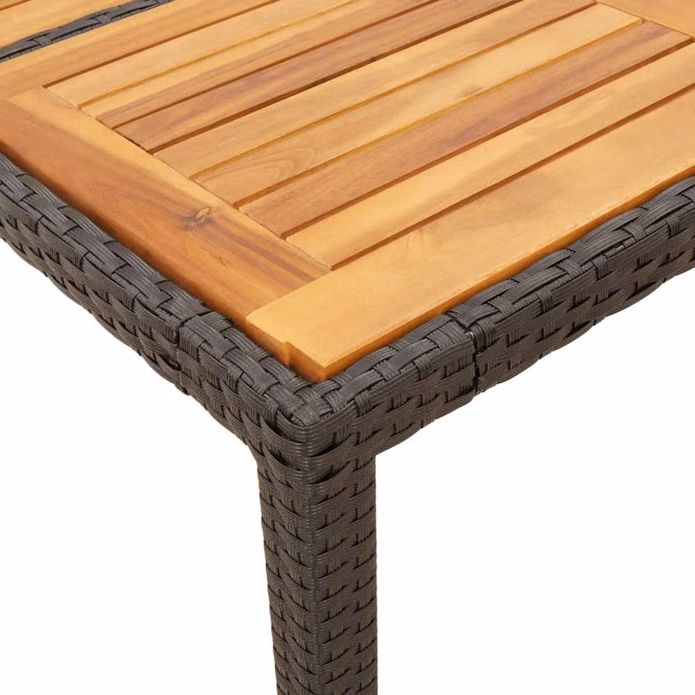 Berkfield Home Extendable Rectangular Garden Table with Black Poly Rattan and Oiled Acacia Wood Top, W: 190 cm, D: 90 cm, H: 75 cm – 3