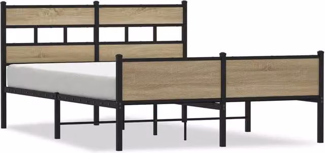 Berkfield Home Bed Frame in Sonoma Oak Brown, W/D/H: 140 x 200 x 91.5 cm