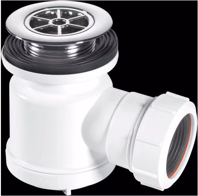 McAlpine STW3-RB Round Water Seal Shower Trap in White and Silver with 1.5 inch Brass Outlet – 1