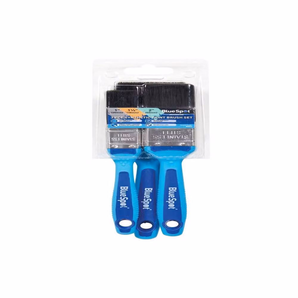Bluespot Tools 3 Piece Soft Grip Synthetic Paint Brush Set in Blue and Multicolour – 2