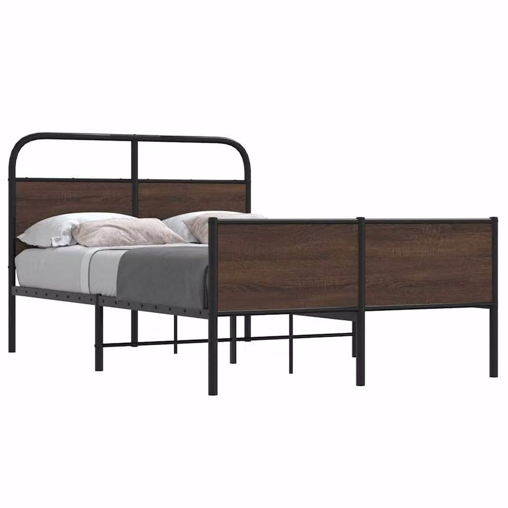 Berkfield Home Bed Frame in Brown Oak, W/D/H: 120 x 190 cm – 2