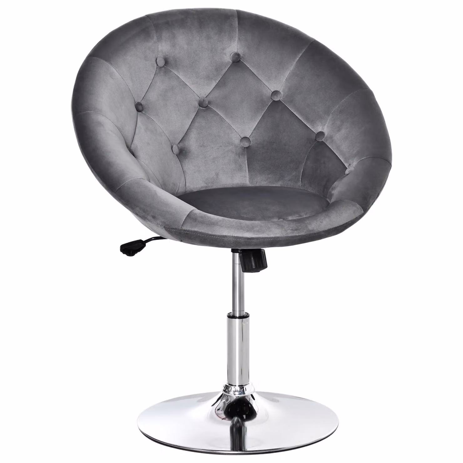 HOMCOM Grey Velvet Adjustable Height Armless Dining Bar Stool Tub Chair – 2